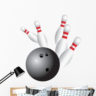 Wallmonkeys Bowling Strike Wall Decal Peel and Stick Graphic (48 in H x 44 in W) WM256526
