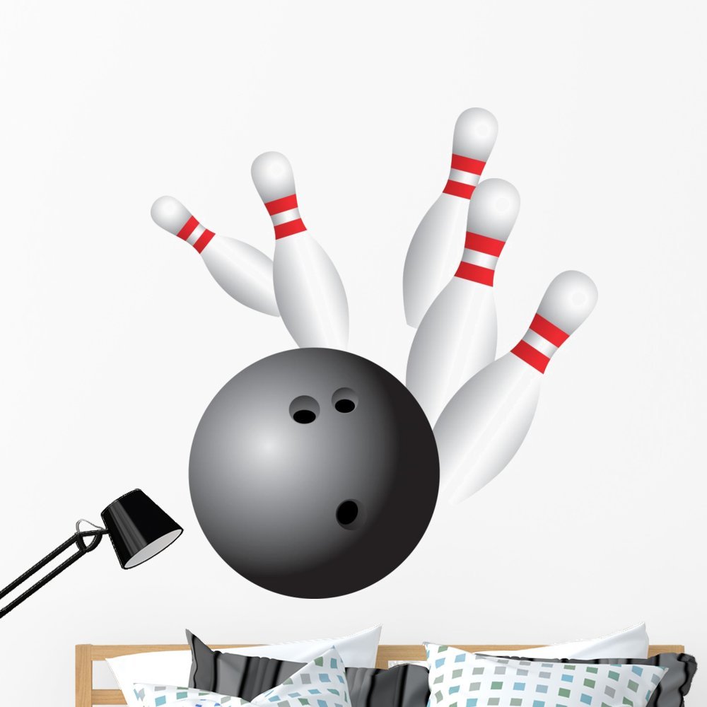Wallmonkeys Bowling Strike Wall Decal Peel and Stick Graphic (48 in H x 44 in W) WM256526