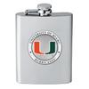 Heritage Pewter Miami Hurricanes Flask | 8 Ounce Liquor Flask Container - Stainless Steel | Intricately Crafted Metal Pewter Alma Mater Inlay view 1
