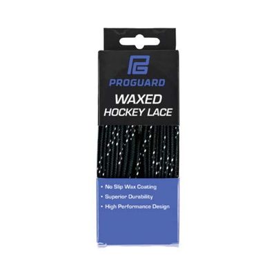 Proguard Plastic Tipped Waxed Hockey Lace , Black Boxed, 120-Inch