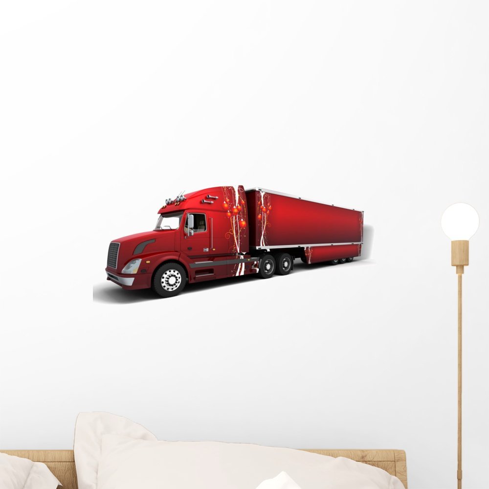 Wallmonkeys Christmas American Semi-Trucks Wall Decal Peel and Stick Graphic WM300649 (18 in W x 8 in H)