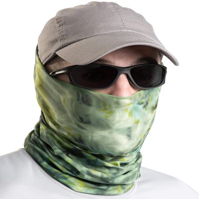 Aqua Design Fishing Hunting Masks Neck Gaiter: Men and Youth UPF 50+ Sun Mask Protection: Camo Face Cover Balaclava Bandana: Green Bayou size X-Large