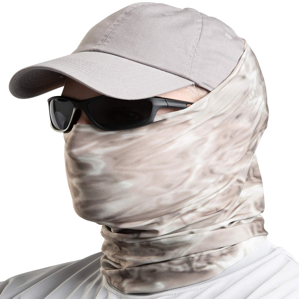 Aqua Design Fishing Sun Mask Camo Multipurpose Face Wind Sun Protection Head Tube Sizes Youth to Adult XL Fishing Hunting Gaiter,Pacific Sand,Large