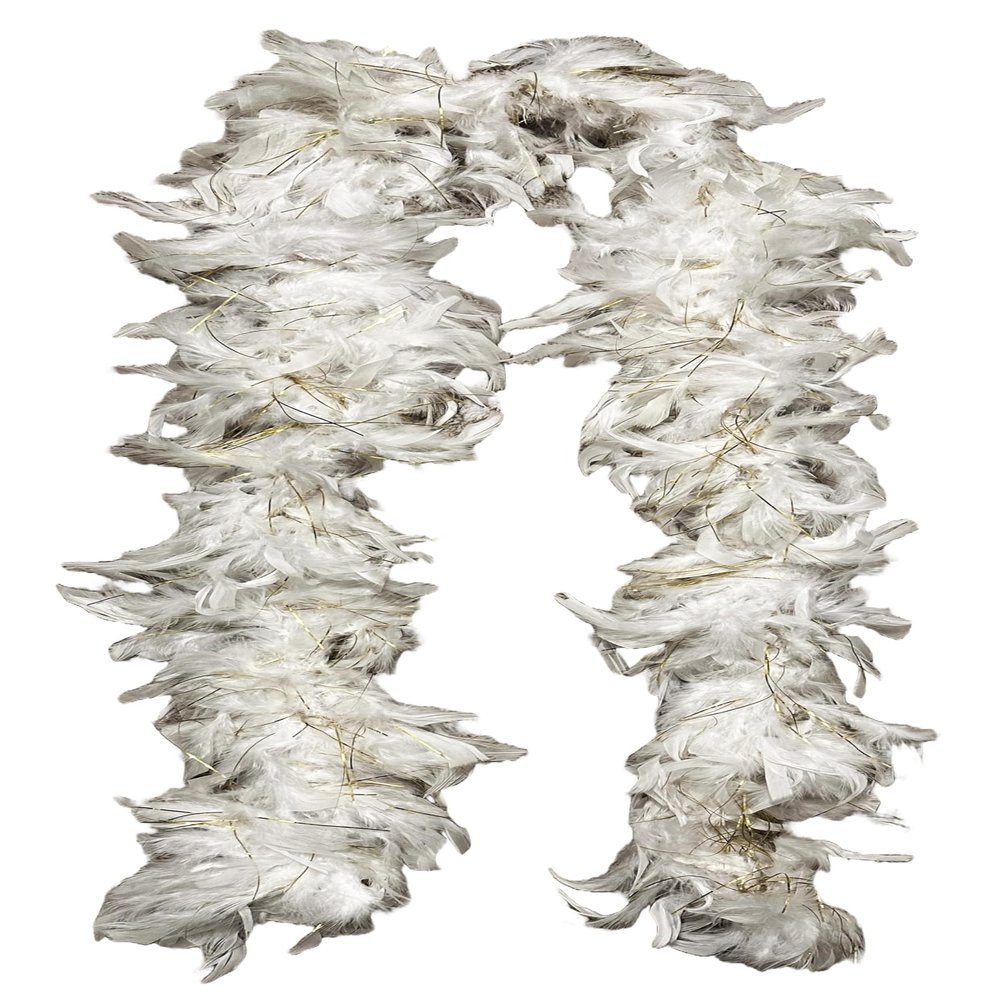 Be Wicked BWCH40 40 Gram Feather Boa, 6Ft Solid Color With Gold Tinsel,color Gold/White,size OS