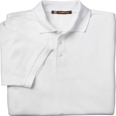 Harriton Mens 5.6 oz. Easy Blend Polo Sport Shirt. M265 - Small - White