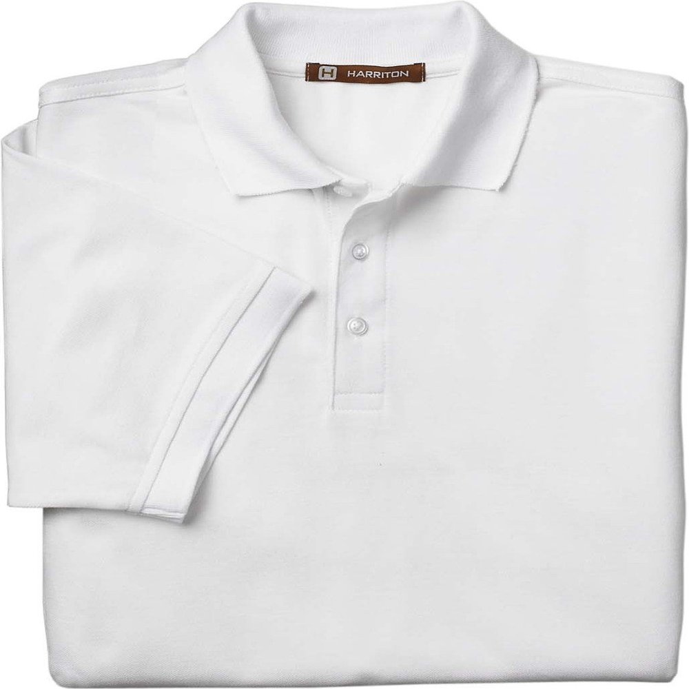 Harriton Mens 5.6 oz. Easy Blend Polo Sport Shirt. M265 - Small - White