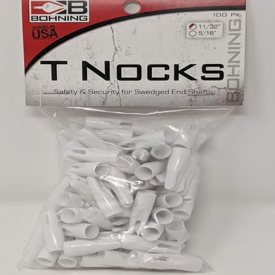100-Pk. Bohning 11/32 inch Classic T Nocks, WHITE