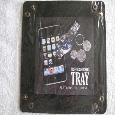 Black Faux Leather Dresser & Travel Valet and Coin Tray-Oker Brand