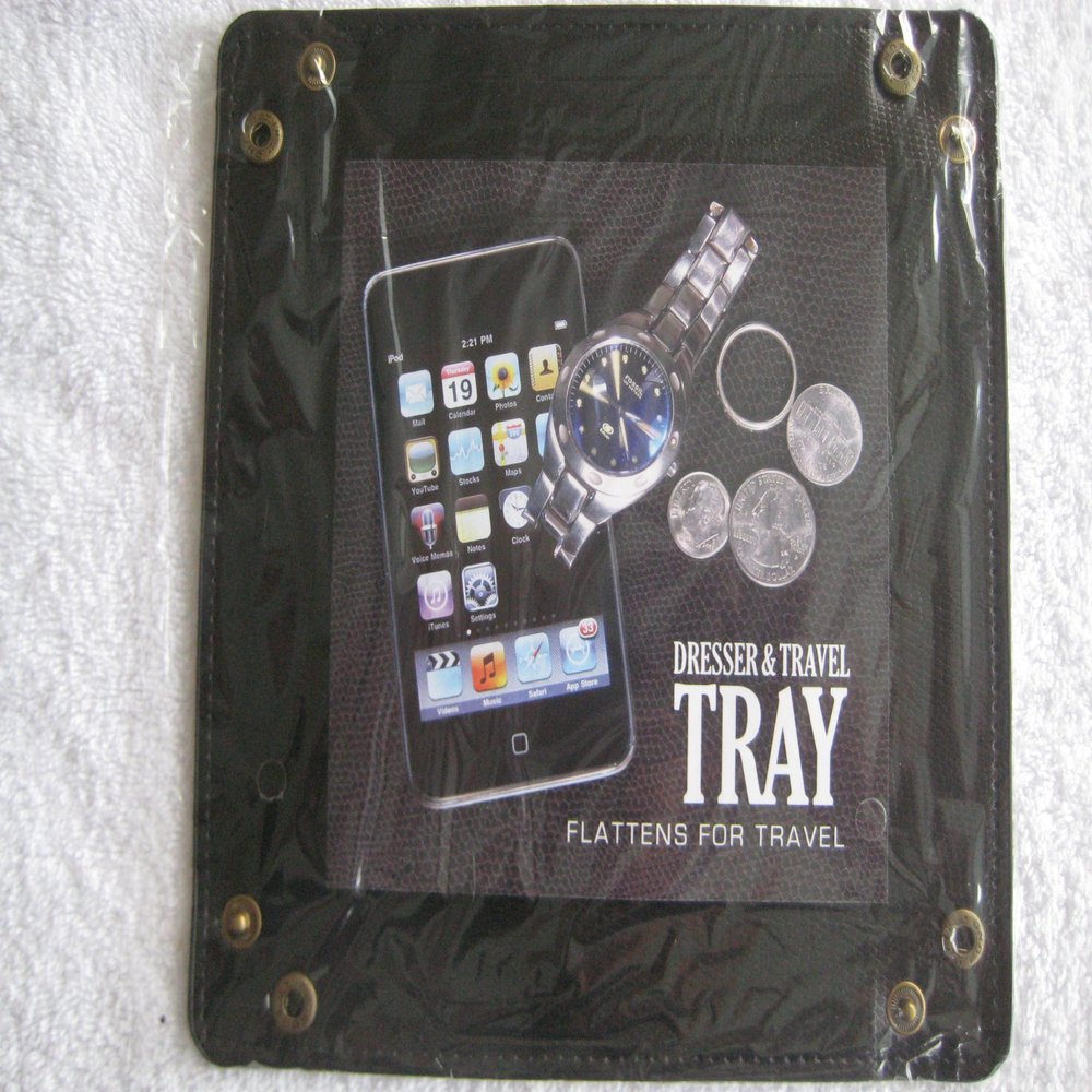 Black Faux Leather Dresser & Travel Valet and Coin Tray-Oker Brand