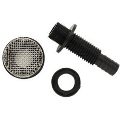 SEACHOICE 18191 Thru-Hull Style Strainer, 3/4" Hose, Livewell Baitwell, Black, Plastic, Above Ground, Strainer