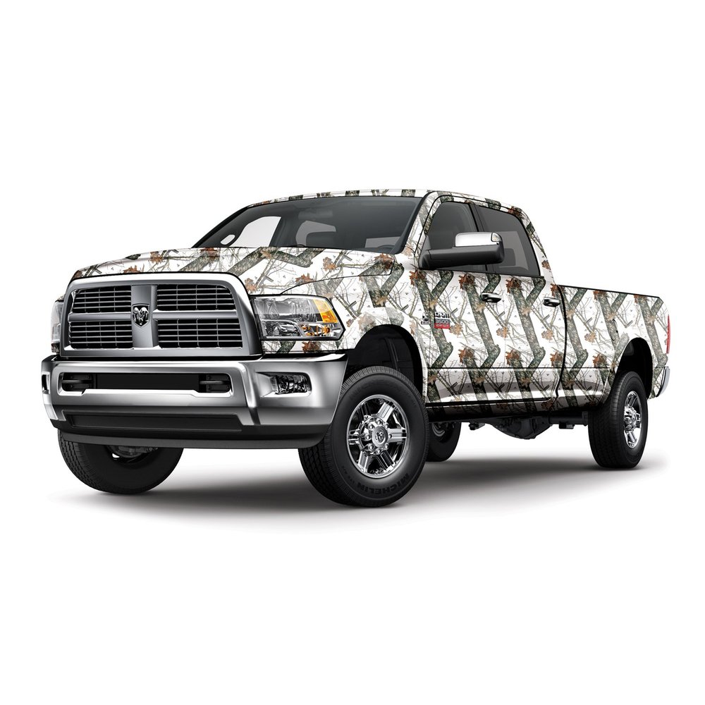 Mossy Oak Graphics Full Body Winter Camouflage Auto Wrap - Camo Vinyl with A Matte Finish - Extended Length Full Size Truck
