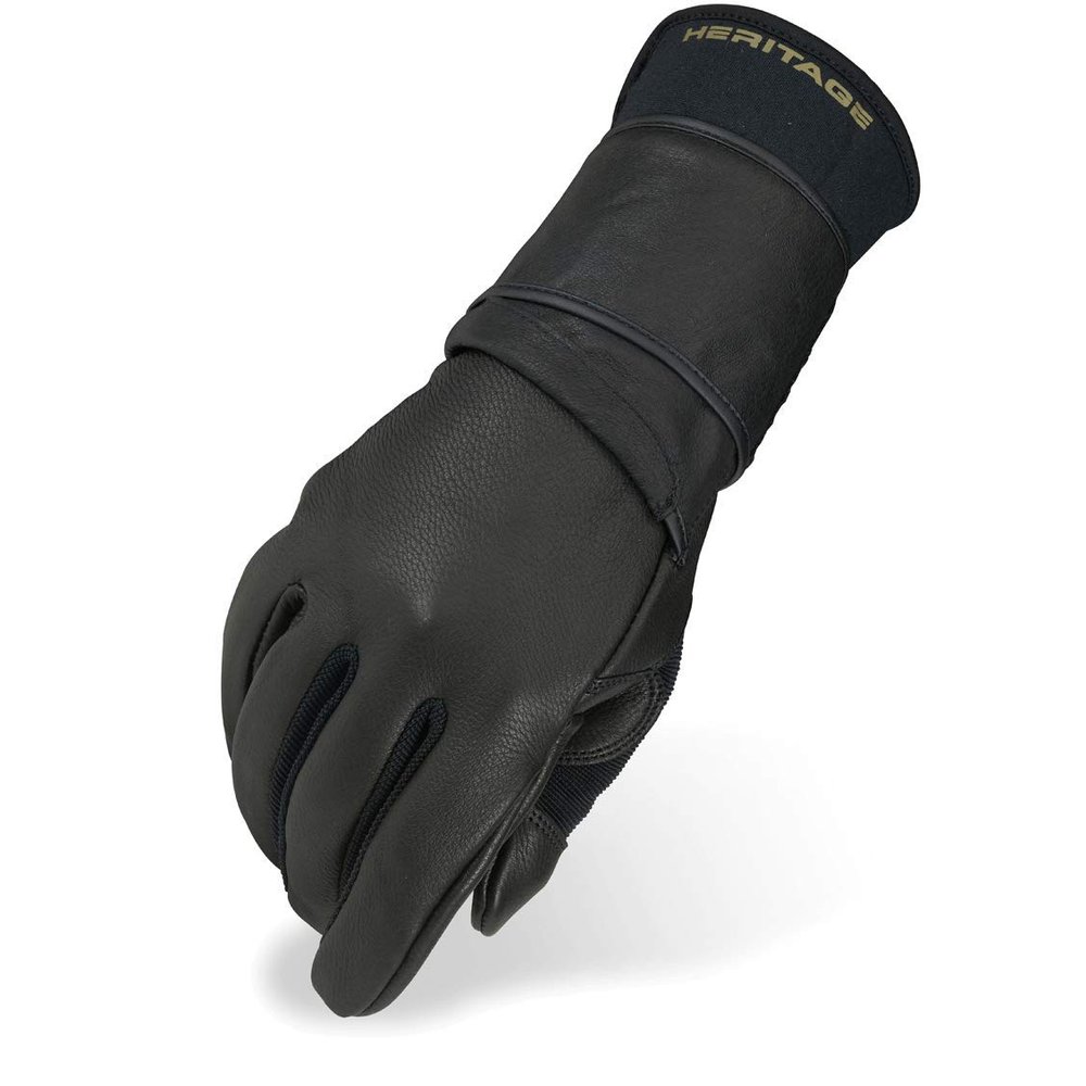 Heritage Jr. Pro 8.0 Bull Riding Gloves, Size 5, Black