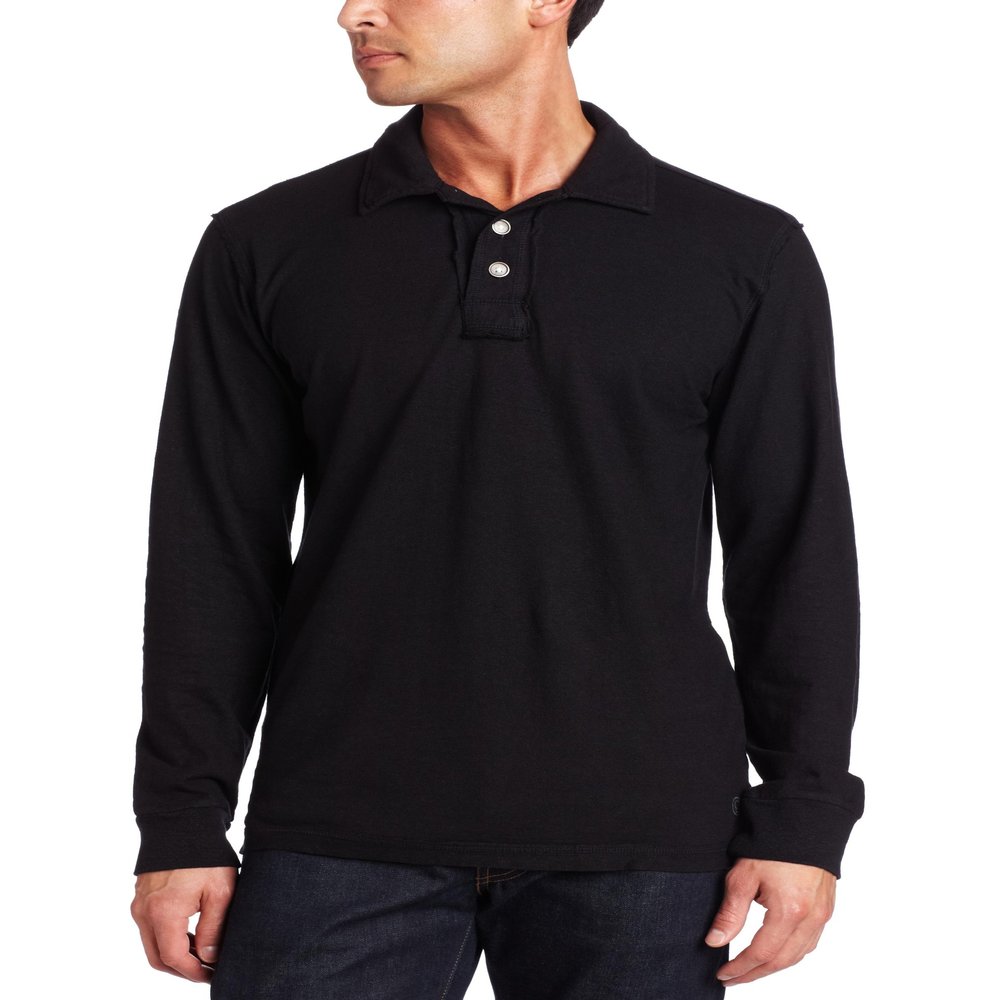 Gramicci Men's Merit Polo Long Sleeve Knit,Black,Medium