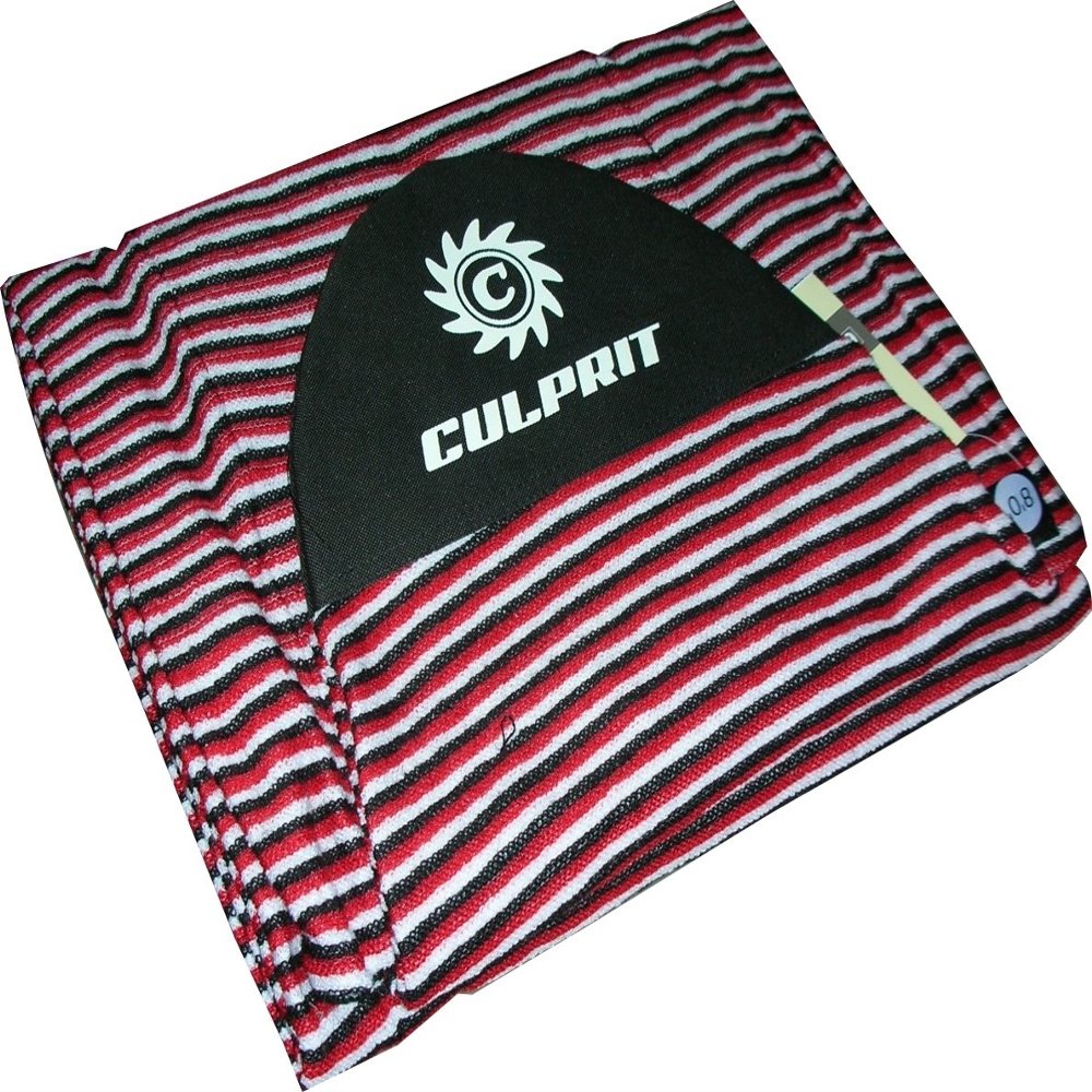 Culprit Surf Protective Pocket 7ft 6in Surfboard Sock - Red Black White Striped - 7'6" - Round Nose