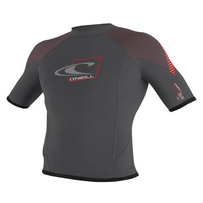 O'Neill Wetsuits Hyperfreak 1.5mm Short Sleeve Crew (Smoke/CarbonRed/Red, Medium)