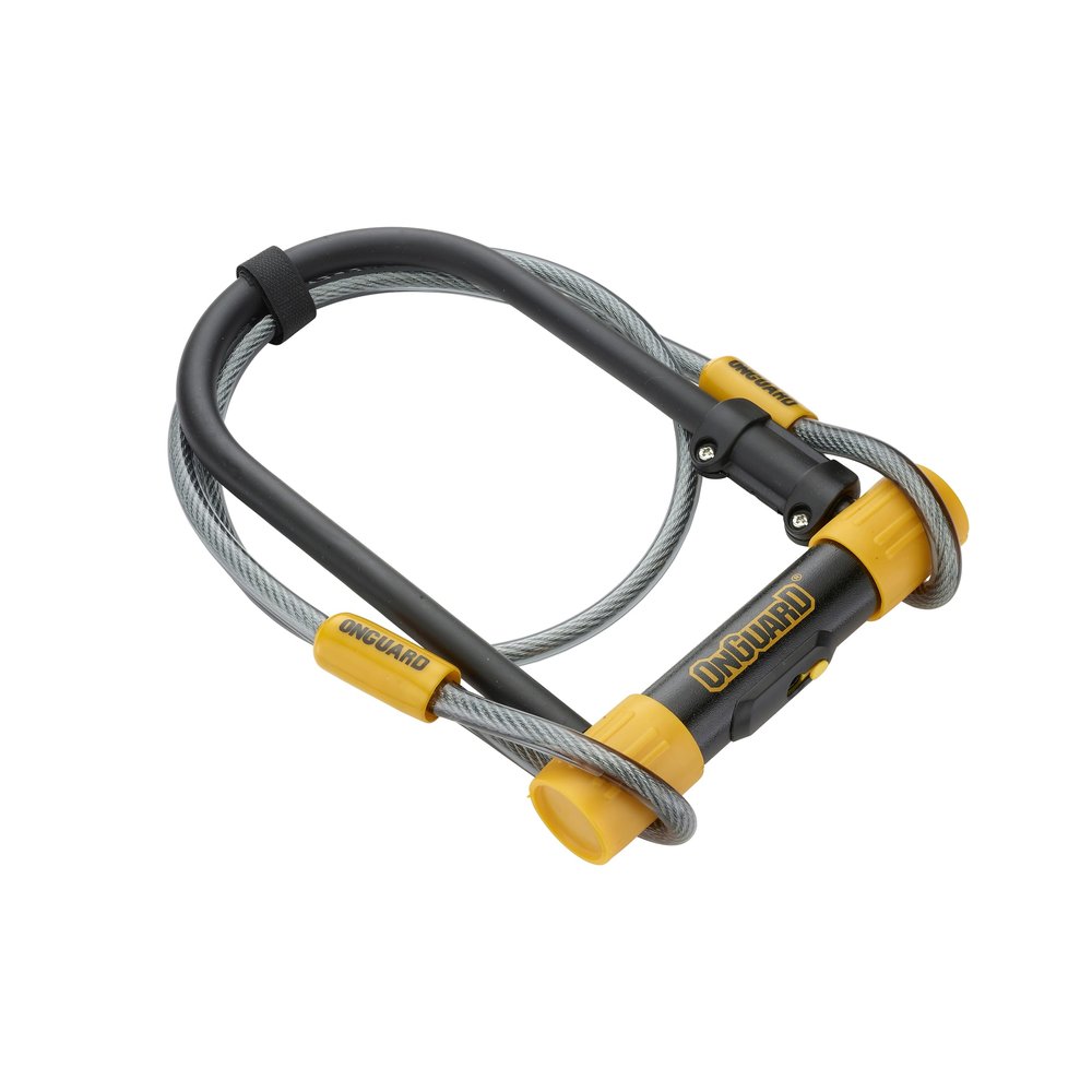 OnGuard Bulldog STD U-Lock with 4 ft Cable 13 mm Hardened Steel Shackle, 275 mm x 175 mm Frame, X2P Double Bolt Lock, Z-Cylinder Core, 5 Keys with LED for Secure Bike Protection