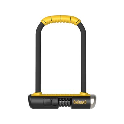 OnGuard Bulldog Combo STD U-Lock  13 mm Hardened Steel Shackle, 290 mm (11.4 in) Length x 195 mm (7.7 in) Width x 40 mm (1.6 in) Crossbar  4-Digit Resettable Combination Lock with Bracket
