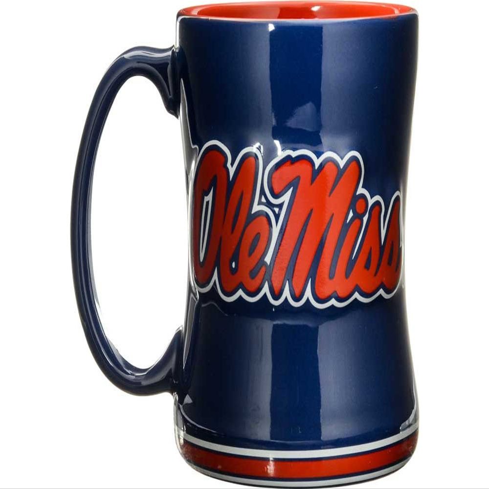Boelter Brands NCAA Mississippi Old Miss Rebels Coffee Mug14oz Sculpted Relief, Team Color, 14 Ounce