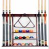 Iszy Billiards Pool Cue Rack - Billiard Pool Stick and Ball Holder Only - 100% Wood Wall Mount Holds 6 Cues and 16 Balls - Pool Table Accessories, Mahogany view 1