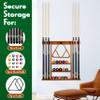 Iszy Billiards Pool Cue Rack - Billiard Pool Stick and Ball Holder Only - 100% Wood Wall Mount Holds 6 Cues and 16 Balls - Pool Table Accessories, Mahogany view 2