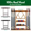 Iszy Billiards Pool Cue Rack - Billiard Pool Stick and Ball Holder Only - 100% Wood Wall Mount Holds 6 Cues and 16 Balls - Pool Table Accessories, Mahogany view 3