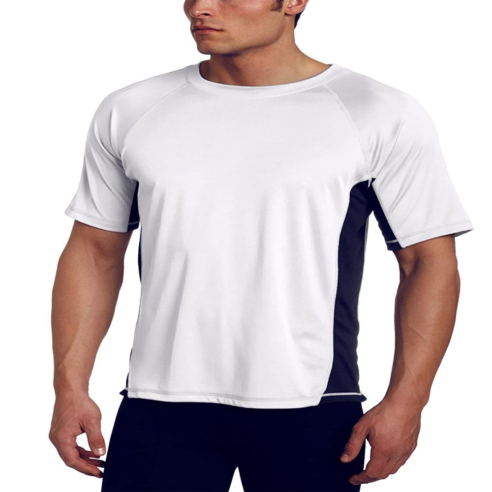 Kanu Surf Mens Swim Shirt with Short Sleeves  UPF 50+ Rash Guard for Men with Quick-Dry Fabric (Small)