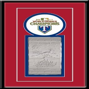 MLB Texas Rangers 2011 World Series Commemorative Hand Forged Metal Ticket Framed