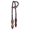 Circle Y Python Pass One Ear Headstall - Equestrian Vintage Leather Hand-Tooled Floral Design Turquoise Accents Horse Single Ear Headstall view 1