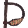 Circle Y Python Pass One Ear Headstall - Equestrian Vintage Leather Hand-Tooled Floral Design Turquoise Accents Horse Single Ear Headstall view 2