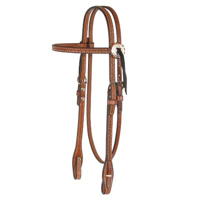 Circle Y Western Julie Goodnight Diamond Browband Headstall - Horse Size Diamond Tooling Double-Ply Leather with Stainless Steel Hardware 5/8" Width Headstall, Regular Oil