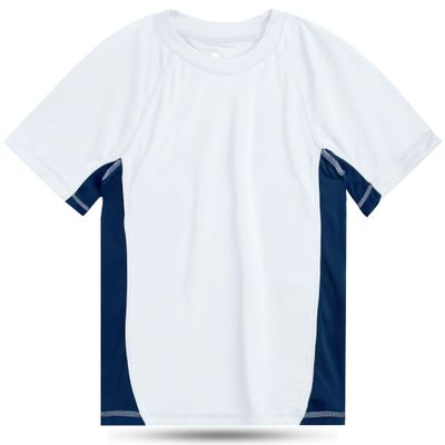 Kanu Surf Boys' Short Sleeve UPF 50+ Rashguard Swim Shirt, CB White, Small (8)