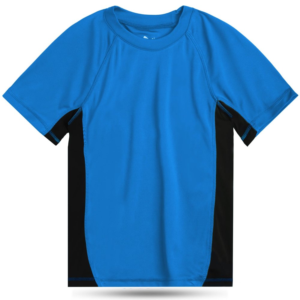 Kanu Surf Boys' Short Sleeve UPF 50+ Rashguard Swim Shirt, CB Royal, X-Large (14/16)