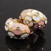 C-Shape Pink/White Floral Enamel Crystal Clip On Earrings In Gold Plated Metal - 2cm Length view 3