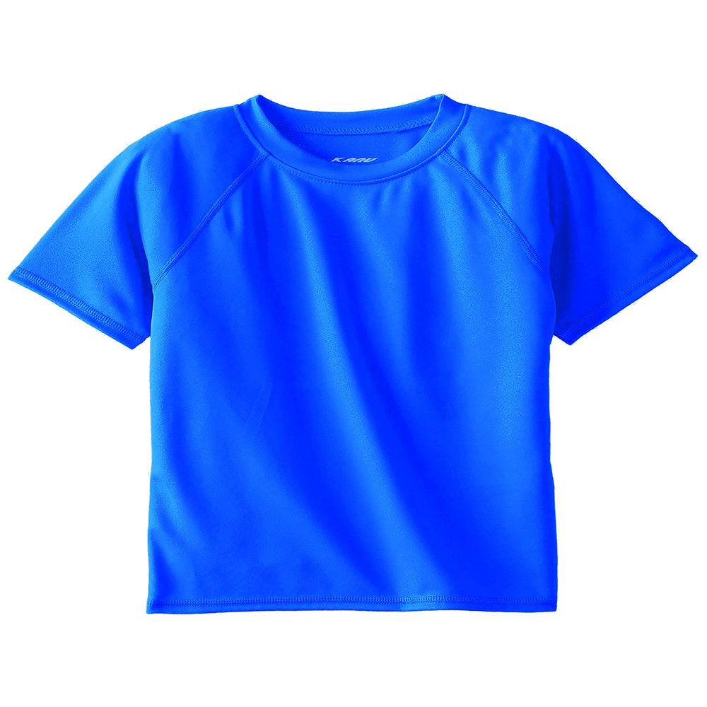 Kanu Surf Toddler Boys Short Sleeve UPF 50+ Rashguard Swim Shirt, Solid Royal, 5T