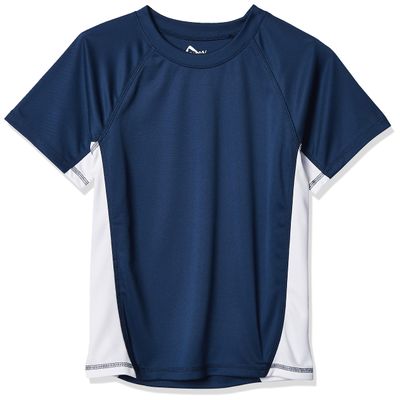 Kanu Surf Toddler Boys Short Sleeve UPF 50+ Rashguard Swim Shirt, CB Navy, 4T