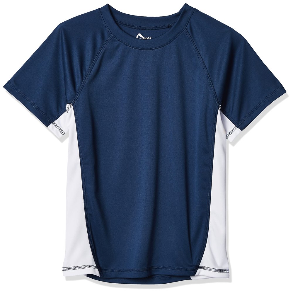 Kanu Surf Toddler Boys Short Sleeve UPF 50+ Rashguard Swim Shirt, CB Navy, 4T