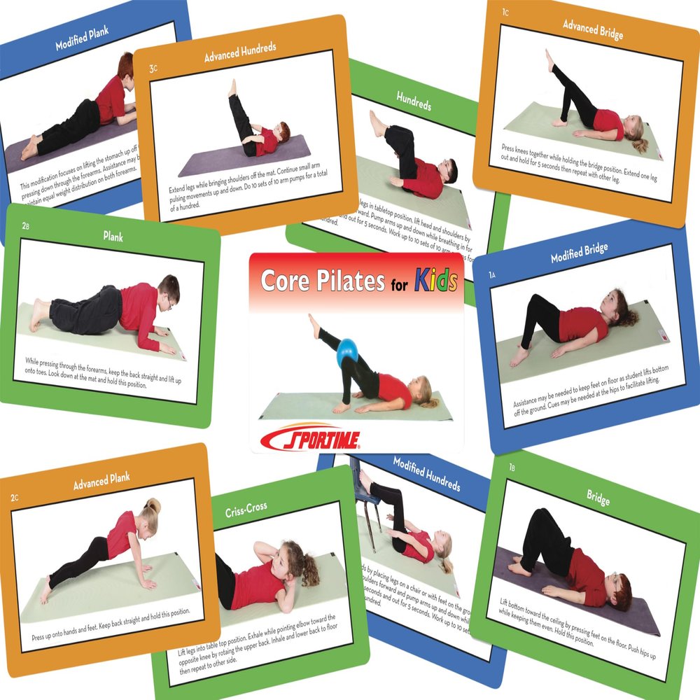 Sportime Core Pilates for Kids Exercise Cards, Set of 56 - 1362761