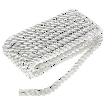 Seachoice 47631 Premium 3-Strand Twisted Nylon Dock Line With Tracer, White w/Blue Tracer, 3/4-Inch x 25 Feet, 18-Inch Eye Splice