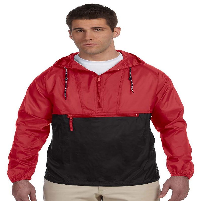 Harriton Adult Packable Nylon Jacket 3XL RED/ BLACK