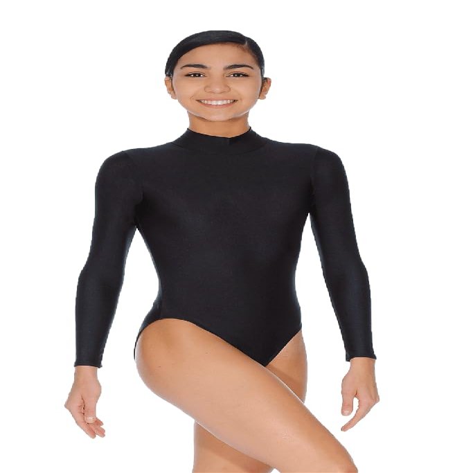 Roch Valley Women's Long Sleeve Turtle Neck Leotard, Black, M