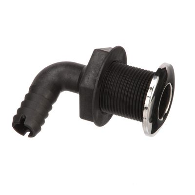 Seachoice 90-Degree Thru-Hull Connector, Fits 3/4 In. ID Hose, 1-3/8 In. Max Hull, White