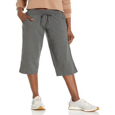 Danskin Women's Drawcord Crop Pant, Charcoal Heather, Medium