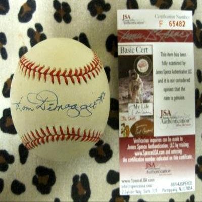 Dom DiMaggio Signed Ball - American League W jsa - Autographed Baseballs