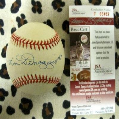 Dom DiMaggio Signed Ball - American League W jsa - Autographed Baseballs