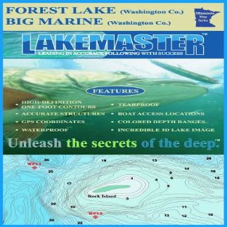 Lakemaster LPMNBMFLP12-06 Paper Map Big Marine/Forest Lake (Wash)