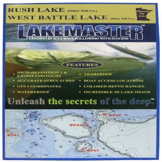 Lakemaster LPMNWBRP12-06 Paper Map Rush/West Battle (Otter Tail)