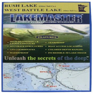 Lakemaster LPMNWBRP12-06 Paper Map Rush/West Battle (Otter Tail)