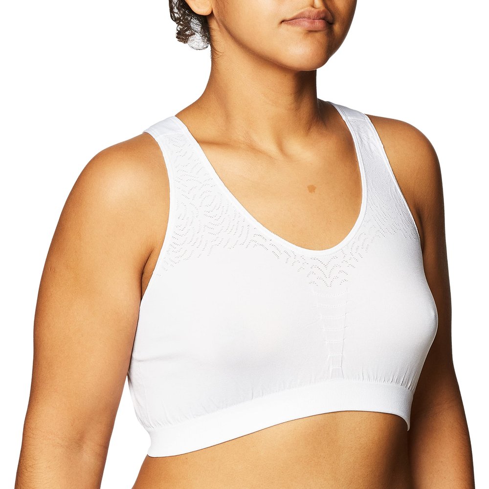 Bali Women's Comfort Revolution Seamless Crop Top, White, Small
