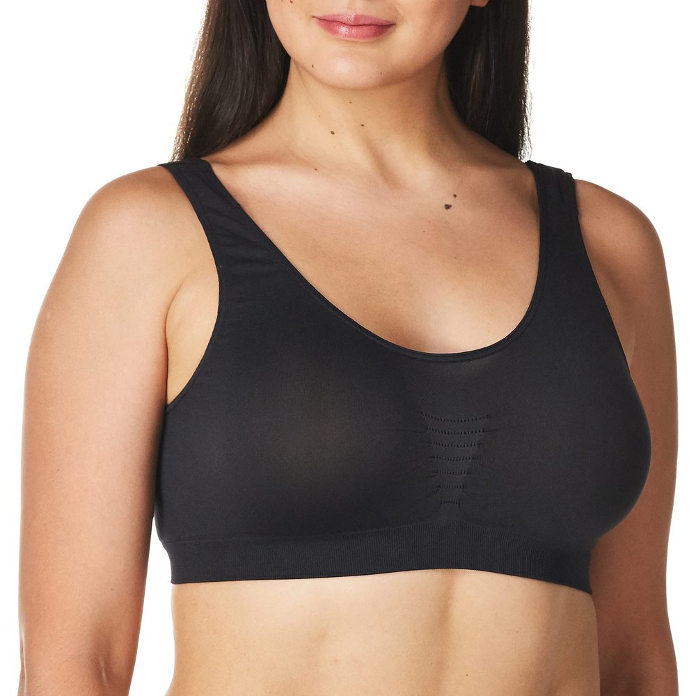 Bali Women's Comfort Revolution Seamless Crop Top, Black, Small