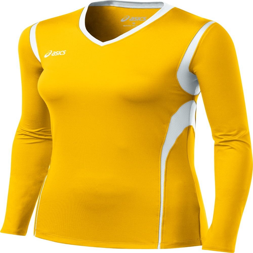 ASICS Women's Mintonette Long Sleeve Tee, Gold/White, X-Small